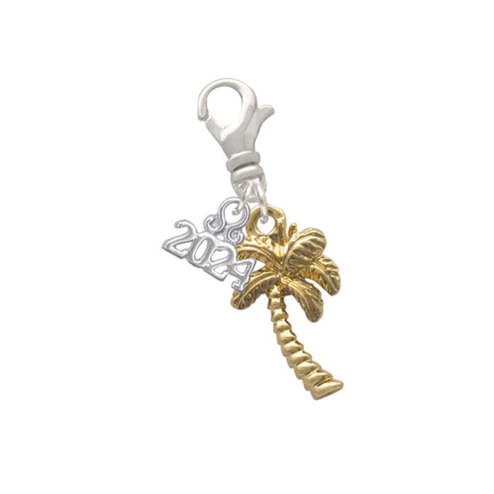 Delight Jewelry Plated Palm Tree Clip on Charm with Year 2024 Image 1