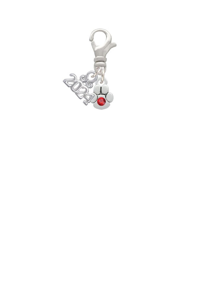 Delight Jewelry Silvertone Mini Paw with Crystal Clip on Charm with Year 2024 Image 2