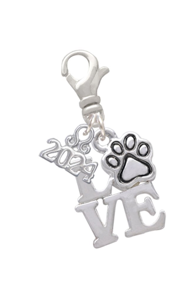 Delight Jewelry Silvertone Love with Color Paw Clip on Charm with Year 2024 Image 1