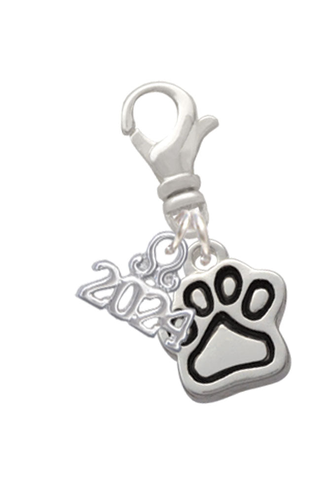 Delight Jewelry Silvertone Small Color Paw Clip on Charm with Year 2024 Image 2