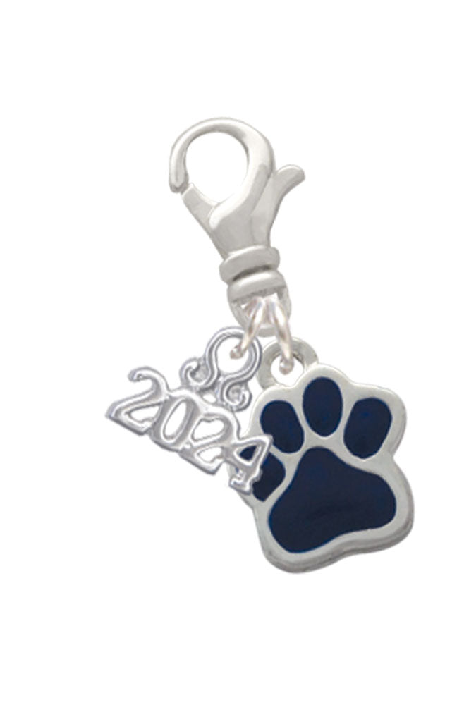 Delight Jewelry Silvertone Small Color Paw Clip on Charm with Year 2024 Image 3