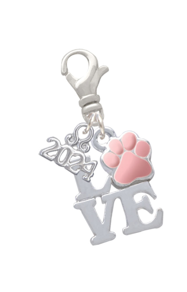 Delight Jewelry Silvertone Love with Color Paw Clip on Charm with Year 2024 Image 6
