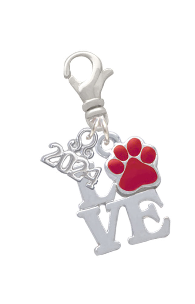 Delight Jewelry Silvertone Love with Color Paw Clip on Charm with Year 2024 Image 7