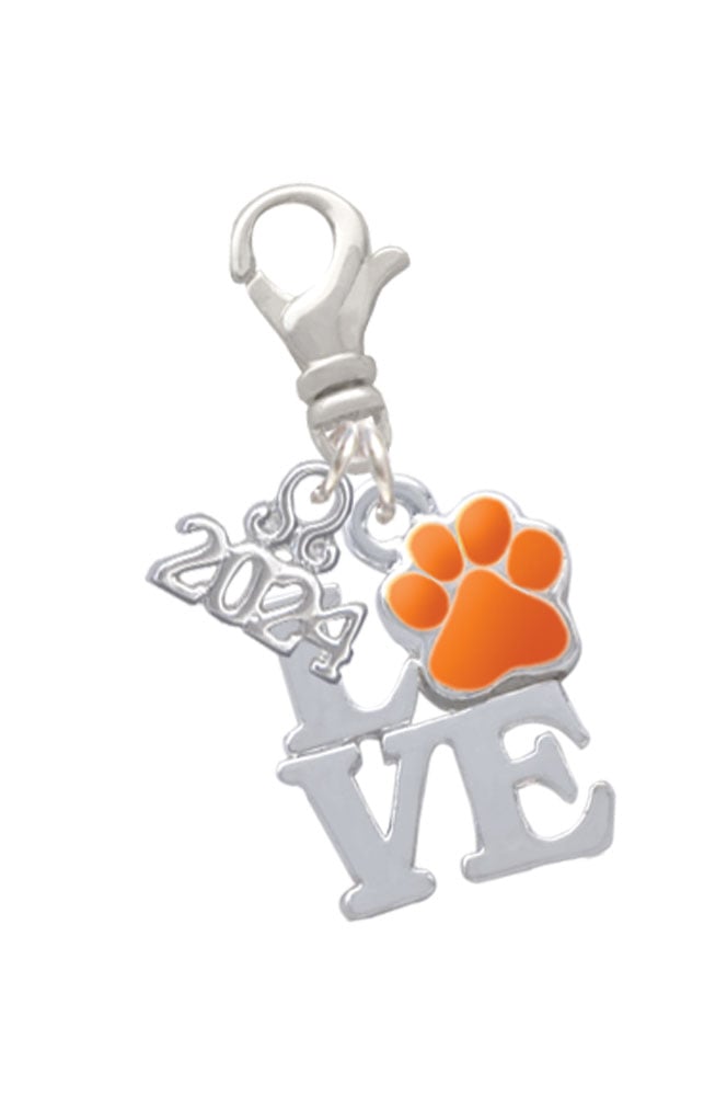 Delight Jewelry Silvertone Love with Color Paw Clip on Charm with Year 2024 Image 8