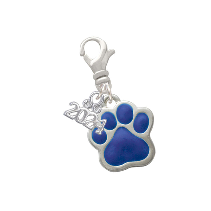 Delight Jewelry Silvertone Large Enamel Paw Clip on Charm with Year 2024 Image 11
