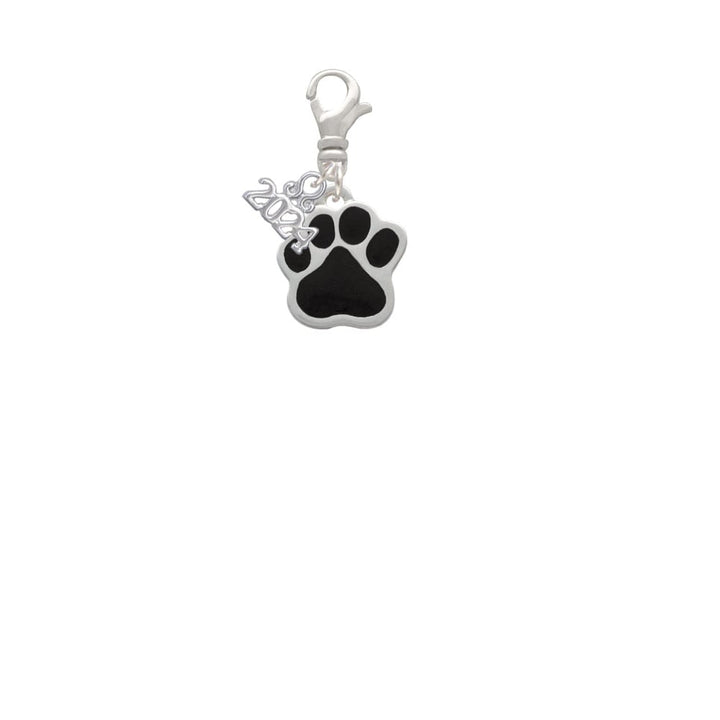 Delight Jewelry Silvertone Large Enamel Paw Clip on Charm with Year 2024 Image 12