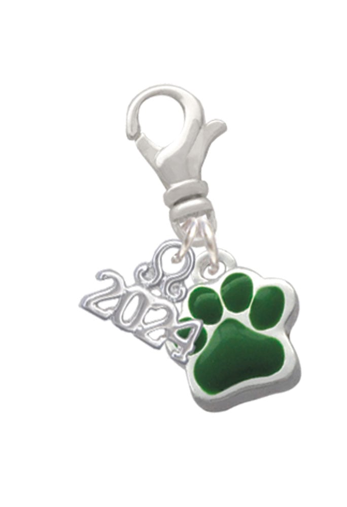 Delight Jewelry Silvertone Small Color Paw Clip on Charm with Year 2024 Image 1
