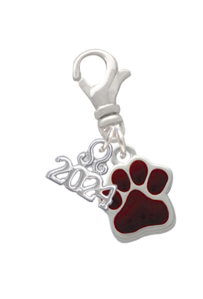Delight Jewelry Silvertone Small Color Paw Clip on Charm with Year 2024 Image 4