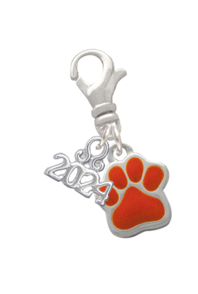Delight Jewelry Silvertone Small Color Paw Clip on Charm with Year 2024 Image 6
