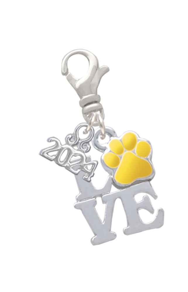 Delight Jewelry Silvertone Love with Color Paw Clip on Charm with Year 2024 Image 1