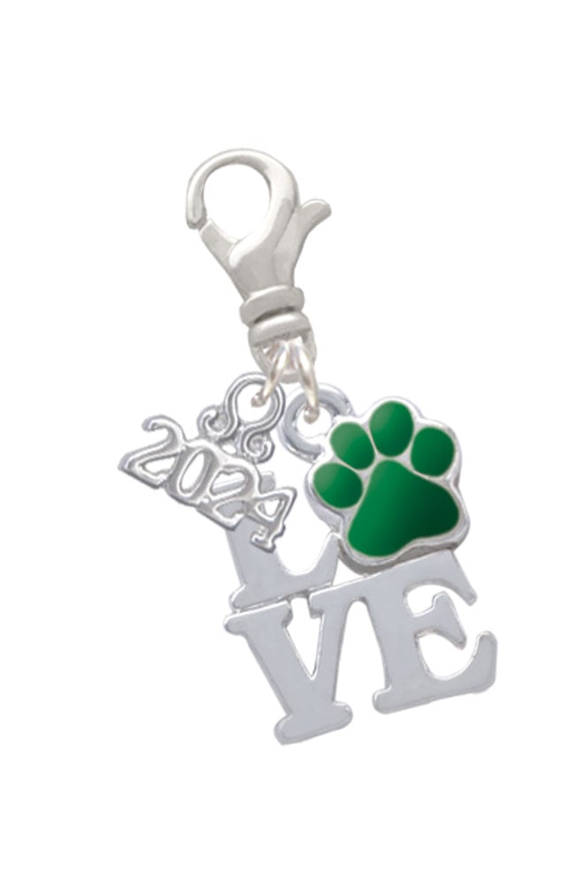 Delight Jewelry Silvertone Love with Color Paw Clip on Charm with Year 2024 Image 10