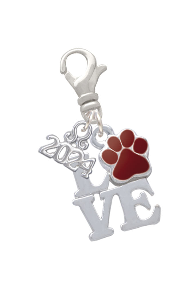 Delight Jewelry Silvertone Love with Color Paw Clip on Charm with Year 2024 Image 12