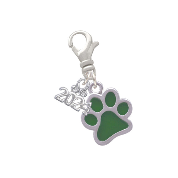 Delight Jewelry Silvertone Medium Translucent Enamel Paw Clip on Charm with Year 2024 Image 6