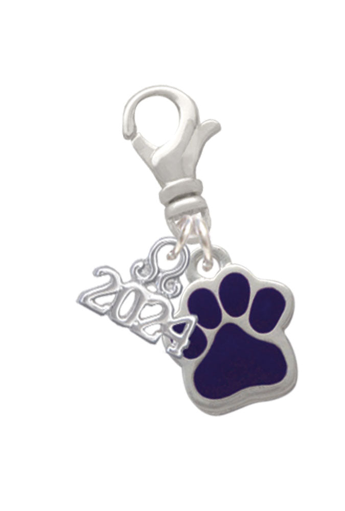Delight Jewelry Silvertone Small Color Paw Clip on Charm with Year 2024 Image 7