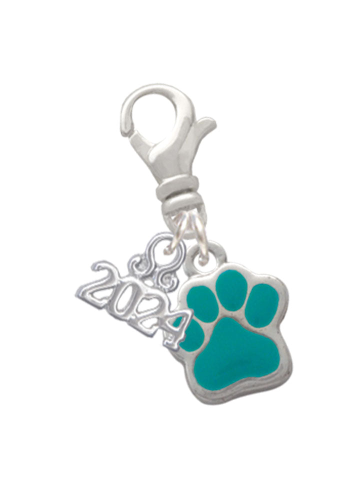 Delight Jewelry Silvertone Small Color Paw Clip on Charm with Year 2024 Image 8
