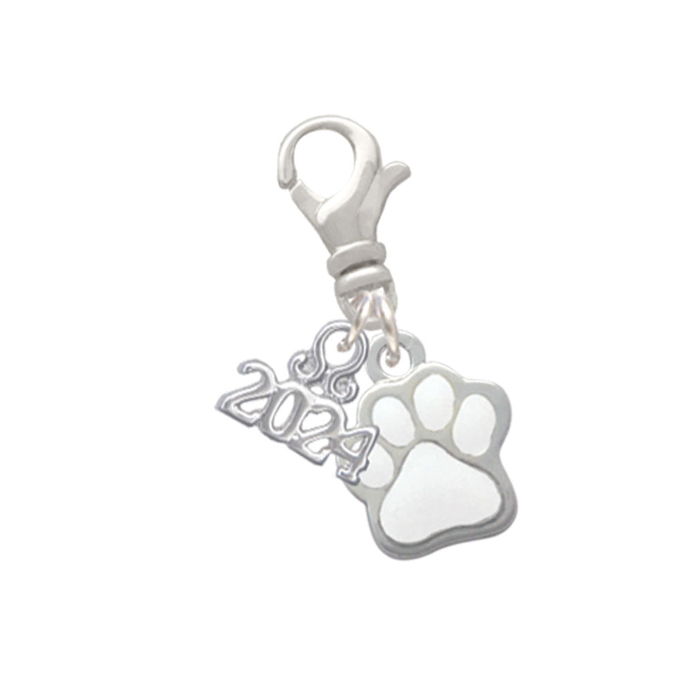 Delight Jewelry Silvertone Small Color Paw Clip on Charm with Year 2024 Image 9