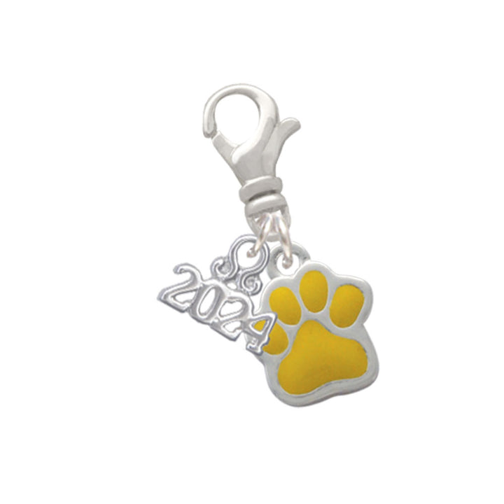 Delight Jewelry Silvertone Small Color Paw Clip on Charm with Year 2024 Image 10