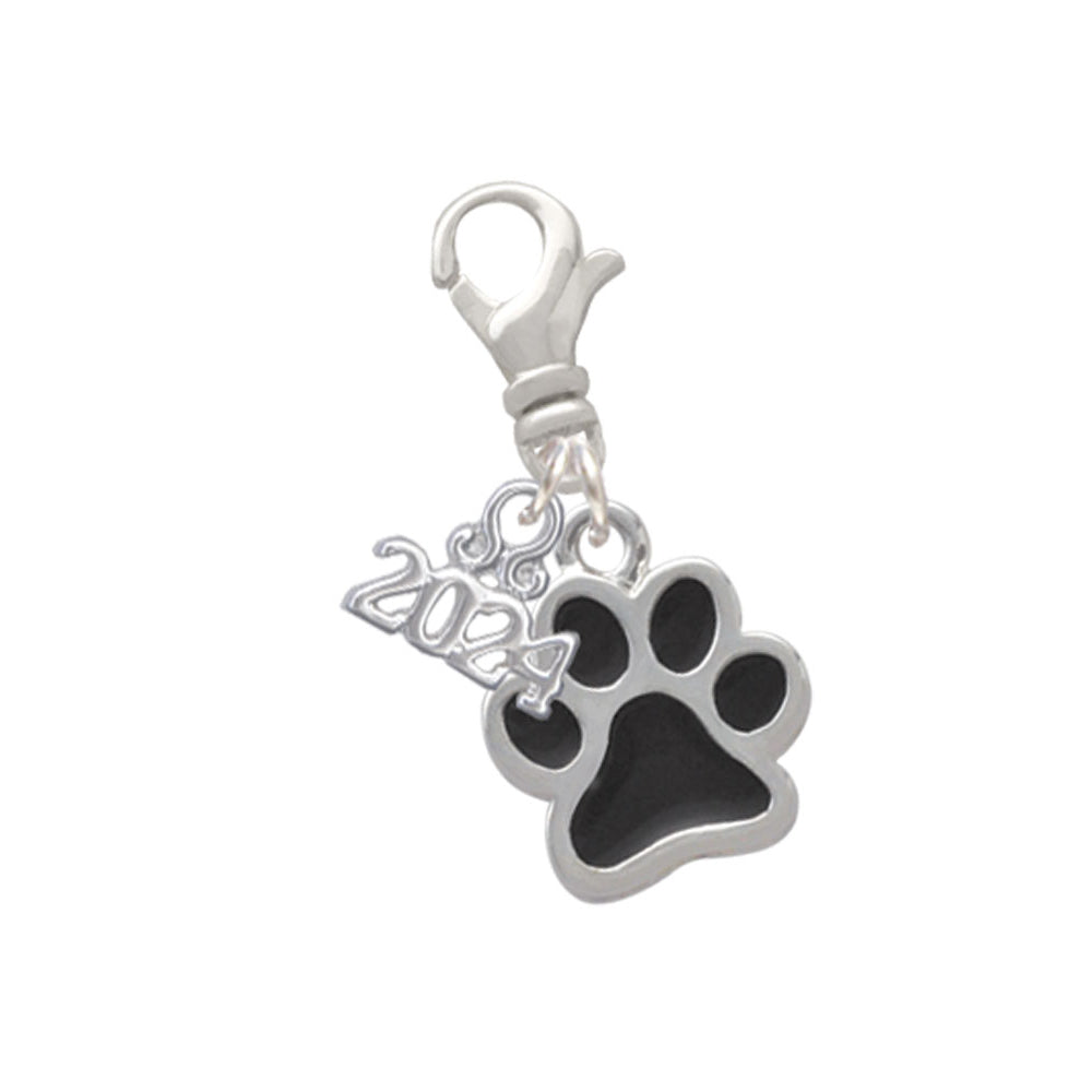 Delight Jewelry Silvertone Medium Translucent Enamel Paw Clip on Charm with Year 2024 Image 7