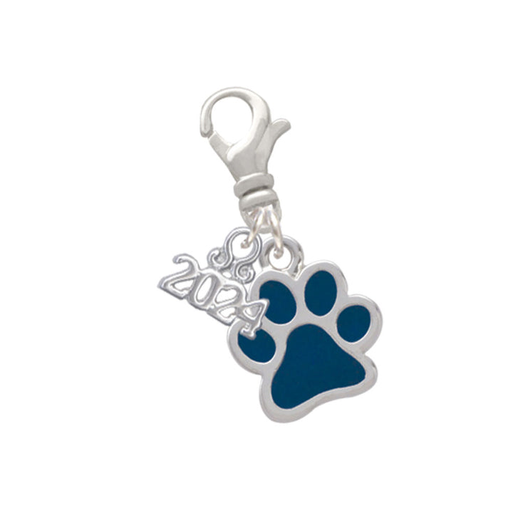 Delight Jewelry Silvertone Medium Translucent Enamel Paw Clip on Charm with Year 2024 Image 9