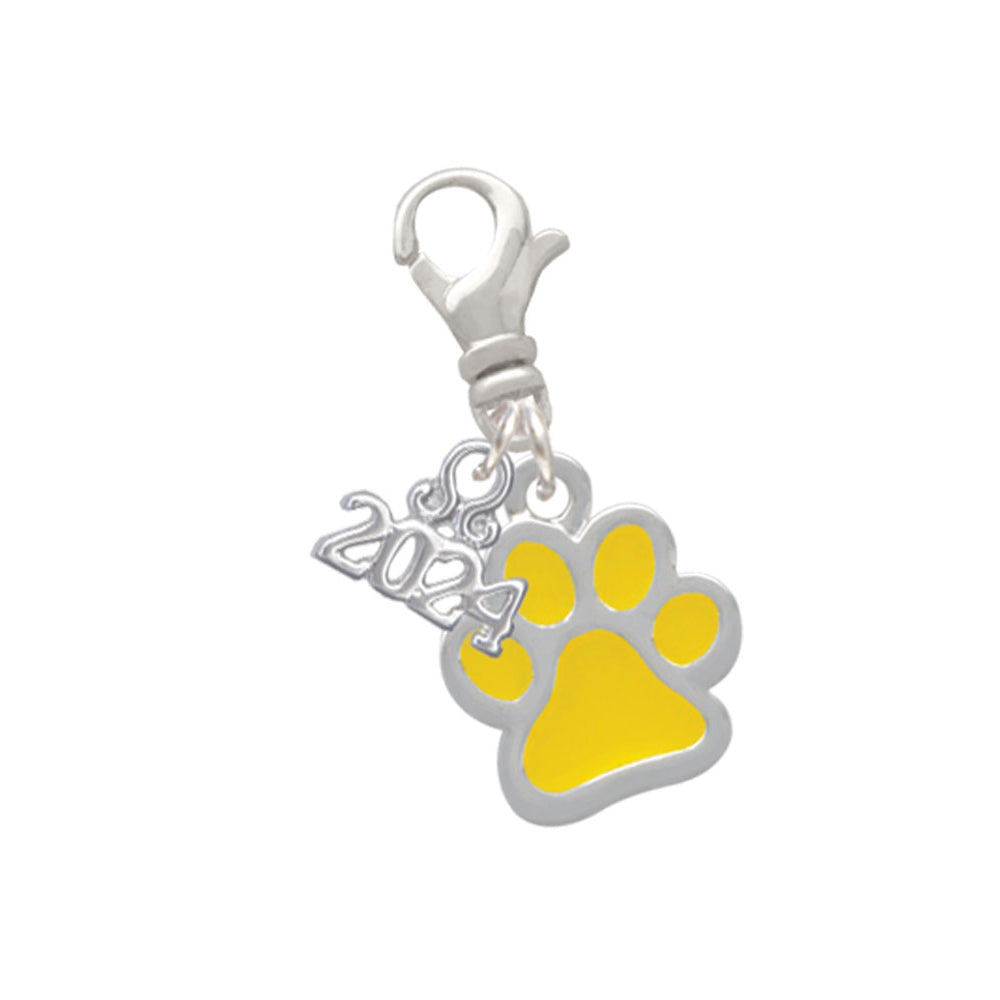 Delight Jewelry Silvertone Medium Translucent Enamel Paw Clip on Charm with Year 2024 Image 10