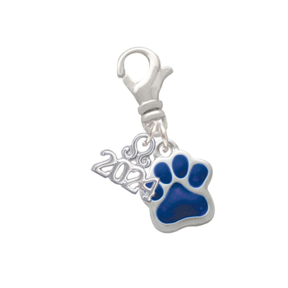 Delight Jewelry Silvertone Small Color Paw Clip on Charm with Year 2024 Image 11