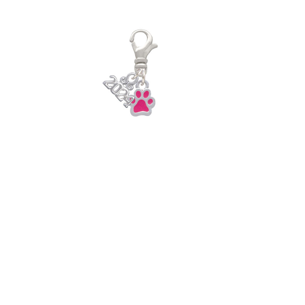 Delight Jewelry Silvertone Mini Translucent Enamel Paw Clip on Charm with Year 2024 Image 2