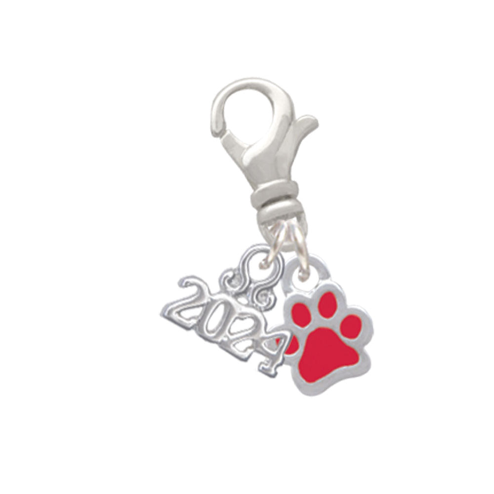 Delight Jewelry Silvertone Mini Translucent Enamel Paw Clip on Charm with Year 2024 Image 4