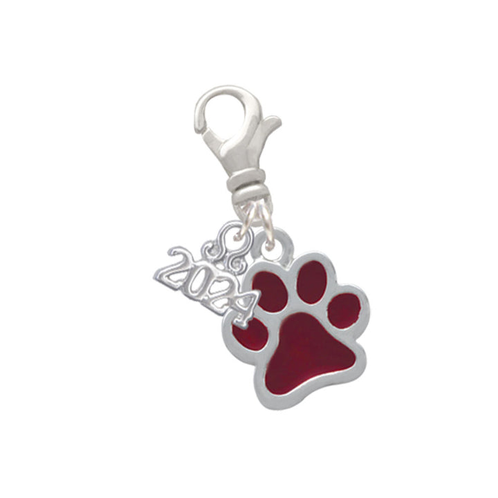 Delight Jewelry Silvertone Medium Translucent Enamel Paw Clip on Charm with Year 2024 Image 11