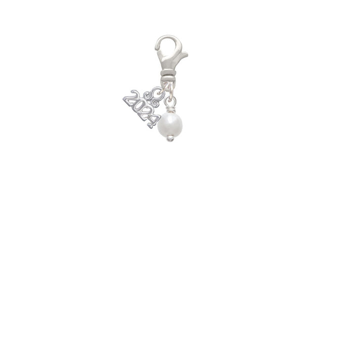Delight Jewelry Plated 6mm Glass Imitation Pearl Bead Drop Clip on Charm with Year 2024 Image 2