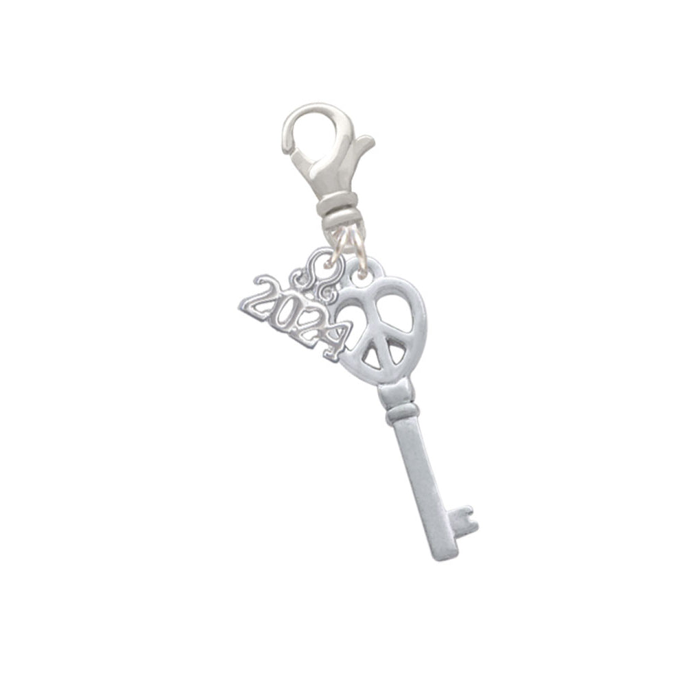 Delight Jewelry Plated Open Peace Heart Key Clip on Charm with Year 2024 Image 1
