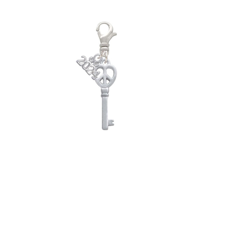 Delight Jewelry Plated Open Peace Heart Key Clip on Charm with Year 2024 Image 2