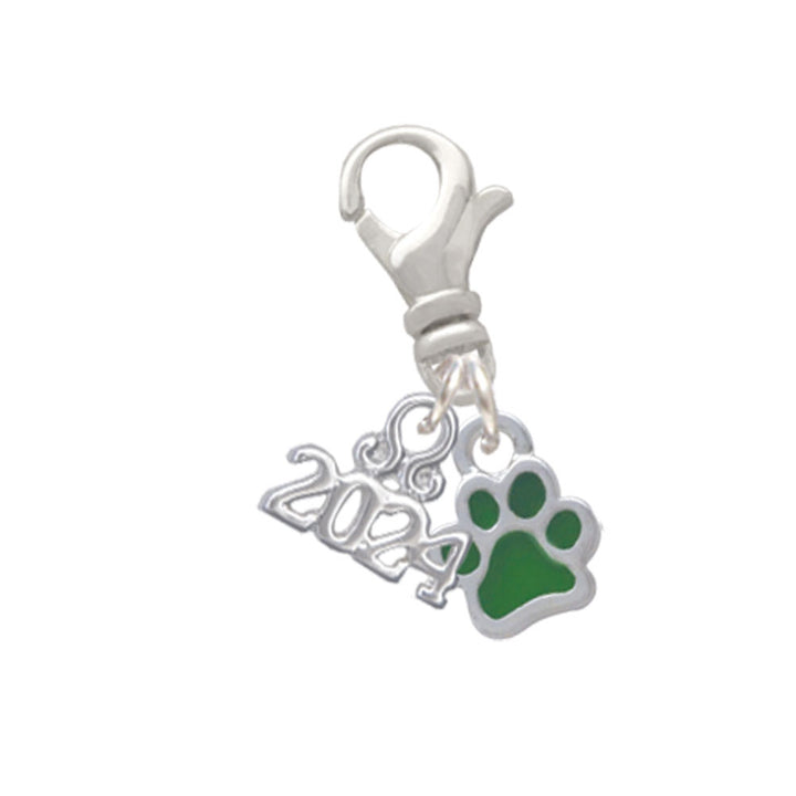 Delight Jewelry Silvertone Mini Translucent Enamel Paw Clip on Charm with Year 2024 Image 6