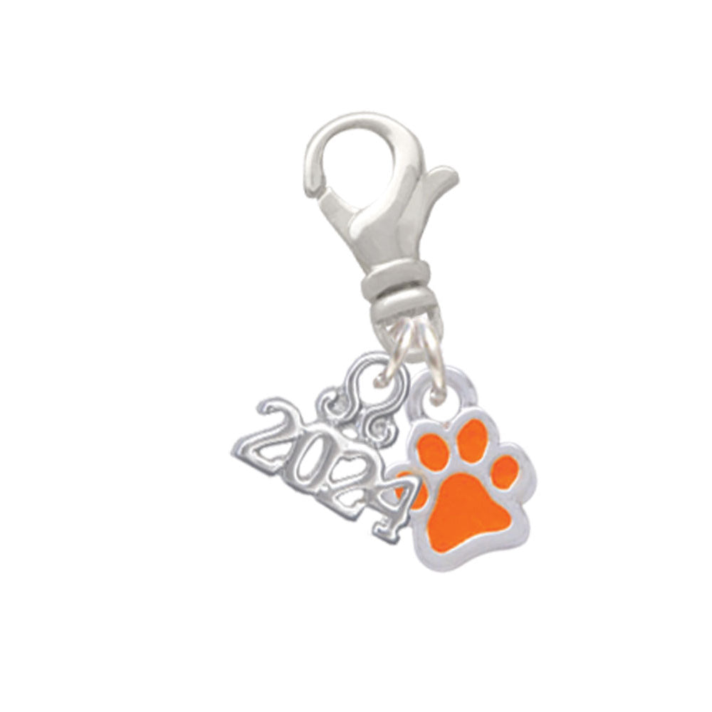 Delight Jewelry Silvertone Mini Translucent Enamel Paw Clip on Charm with Year 2024 Image 7