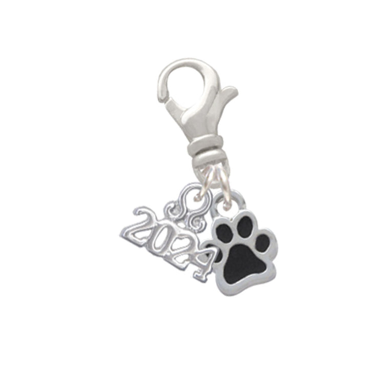Delight Jewelry Silvertone Mini Translucent Enamel Paw Clip on Charm with Year 2024 Image 8