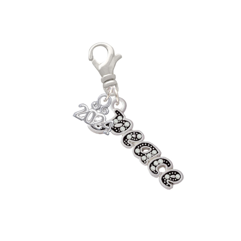Delight Jewelry Plated Crystal Script Peace Clip on Charm with Year 2024 Image 1