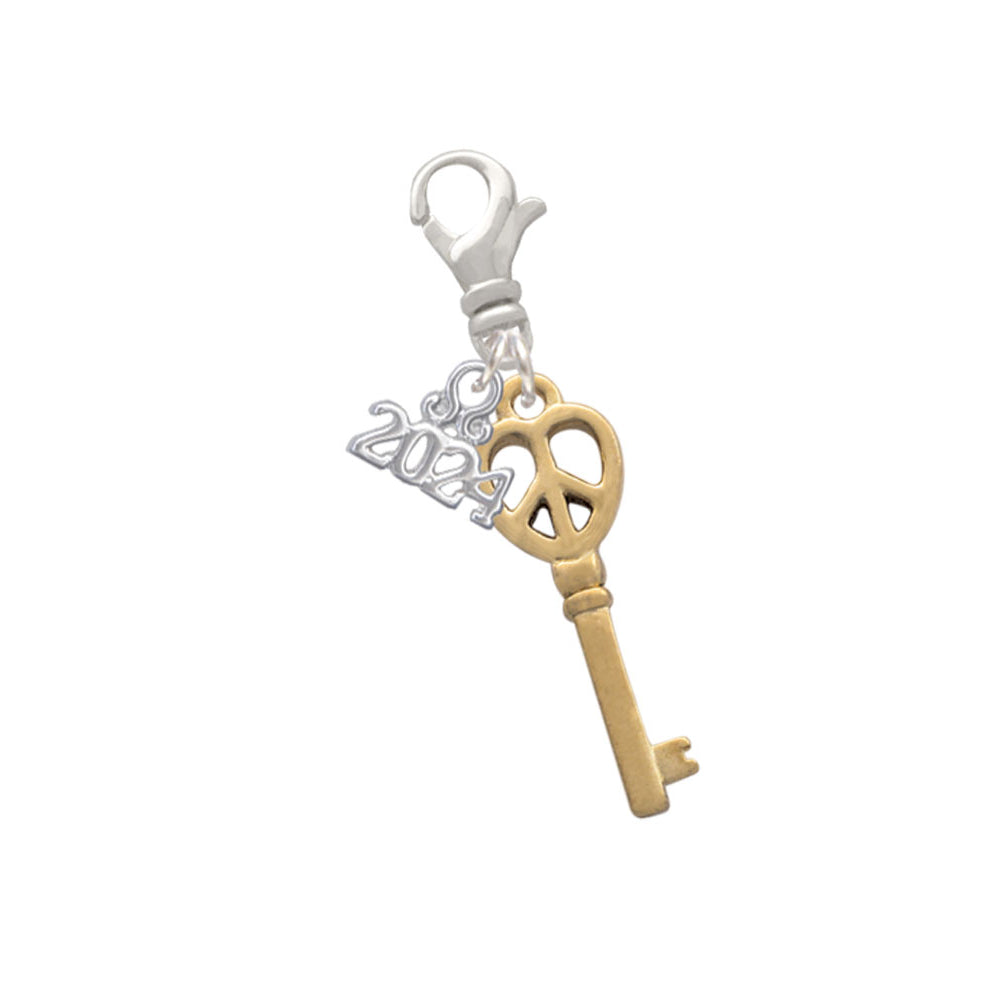 Delight Jewelry Plated Open Peace Heart Key Clip on Charm with Year 2024 Image 4
