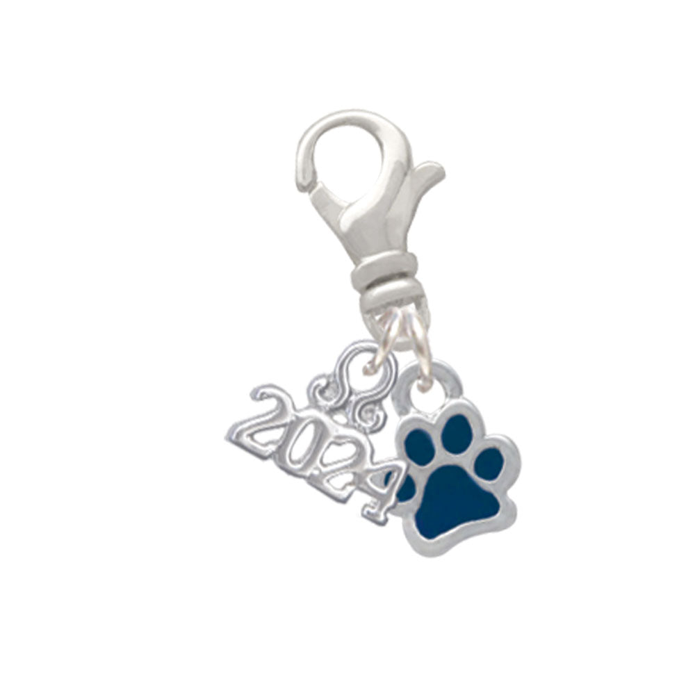 Delight Jewelry Silvertone Mini Translucent Enamel Paw Clip on Charm with Year 2024 Image 10