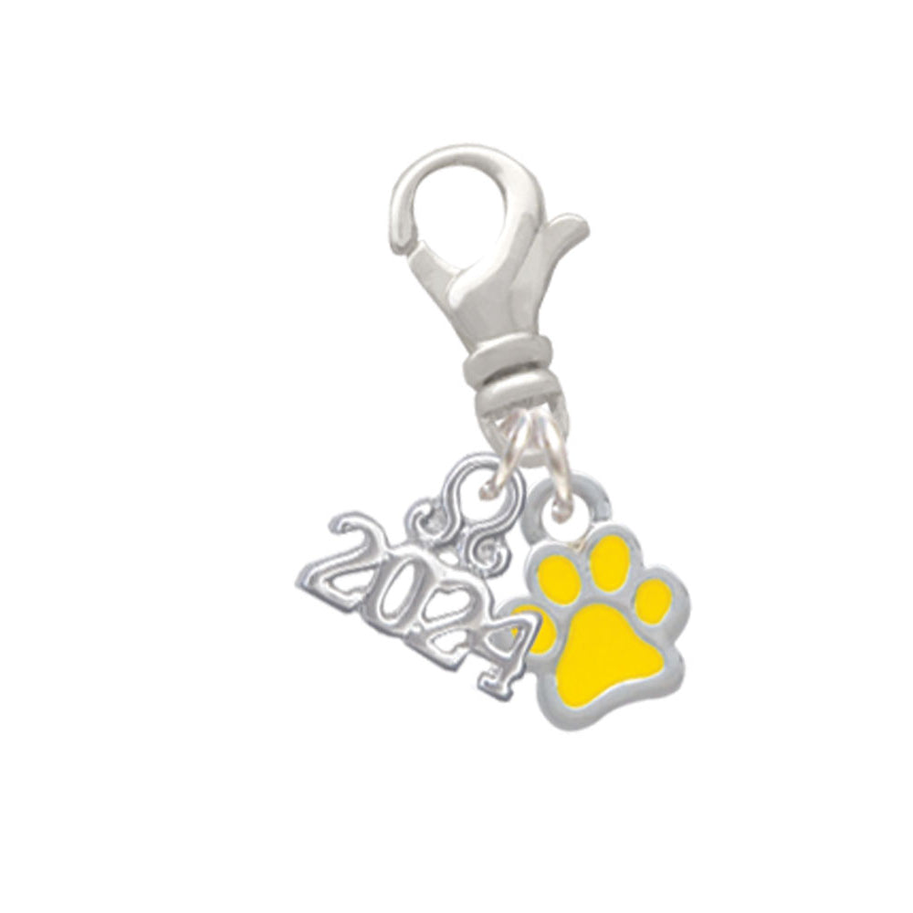 Delight Jewelry Silvertone Mini Translucent Enamel Paw Clip on Charm with Year 2024 Image 11