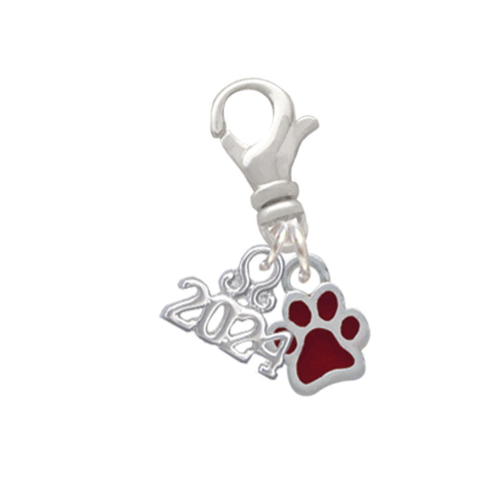 Delight Jewelry Silvertone Mini Translucent Enamel Paw Clip on Charm with Year 2024 Image 12