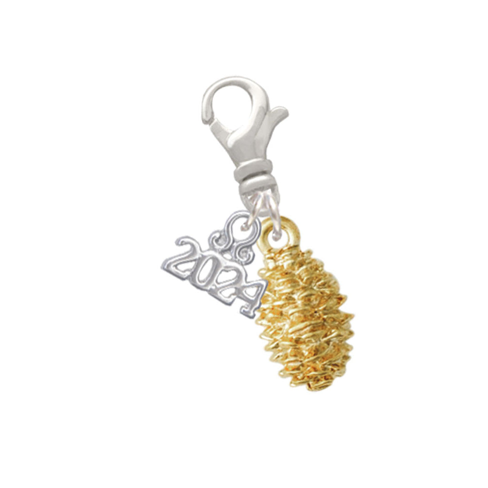 Delight Jewelry Plated Pine Cone Clip on Charm with Year 2024 Image 4
