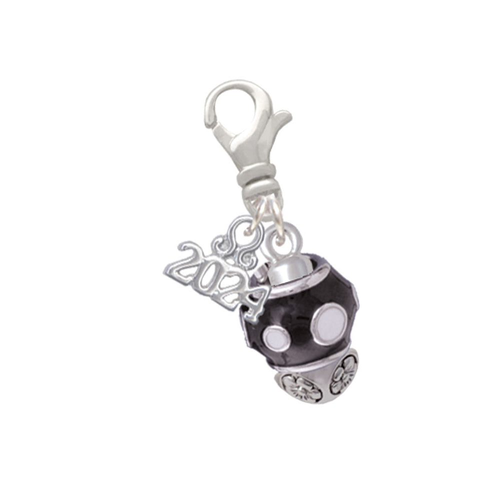 Delight Jewelry Silvertone Dots on Spinner Clip on Charm with Year 2024 Image 1