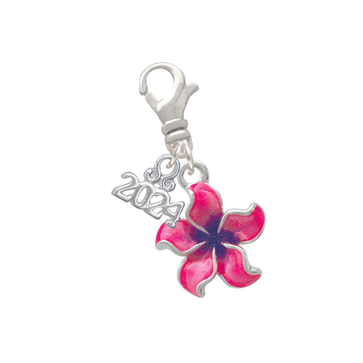 Delight Jewelry Silvertone Enamel Plumeria Flower Clip on Charm with Year 2024 Image 6