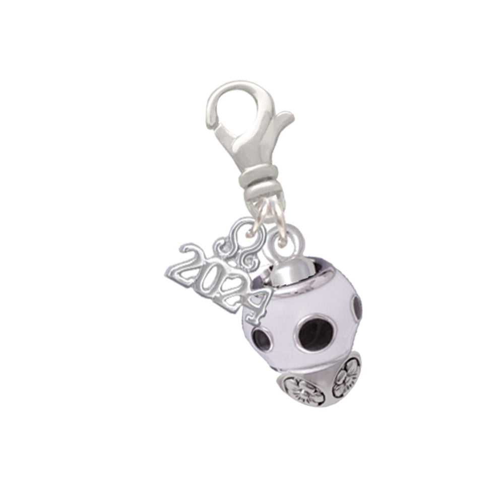 Delight Jewelry Silvertone Dots on Spinner Clip on Charm with Year 2024 Image 4