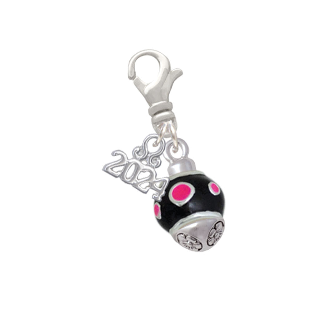 Delight Jewelry Silvertone Dots on Spinner Clip on Charm with Year 2024 Image 6