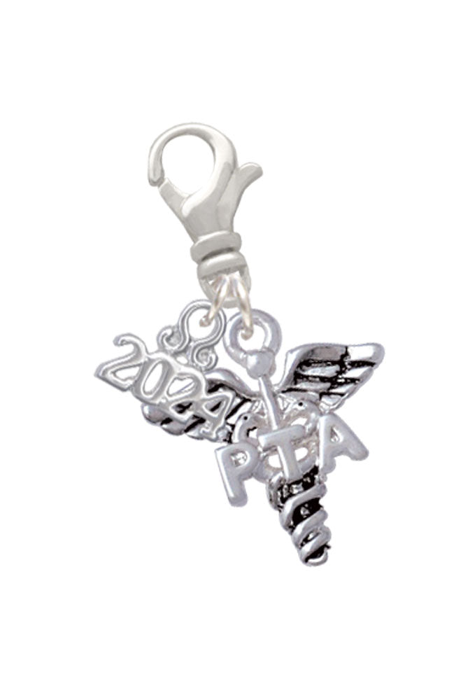 Delight Jewelry Silvertone Caduceus - Therapist Clip on Charm with Year 2024 Image 1