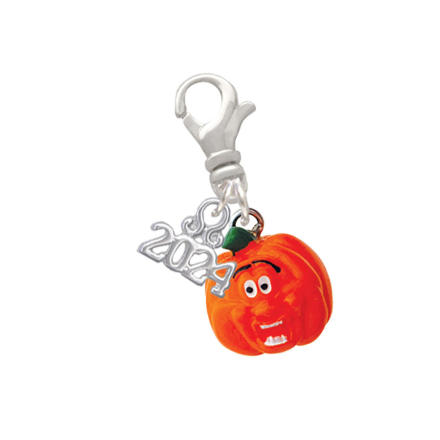 Delight Jewelry Resin Funny Face Pumpkin Clip on Charm with Year 2024 Image 1