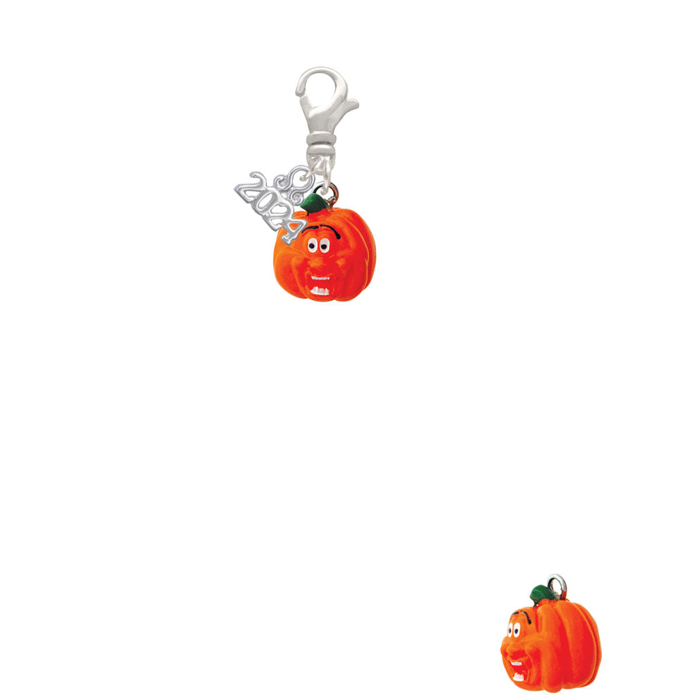Delight Jewelry Resin Funny Face Pumpkin Clip on Charm with Year 2024 Image 2