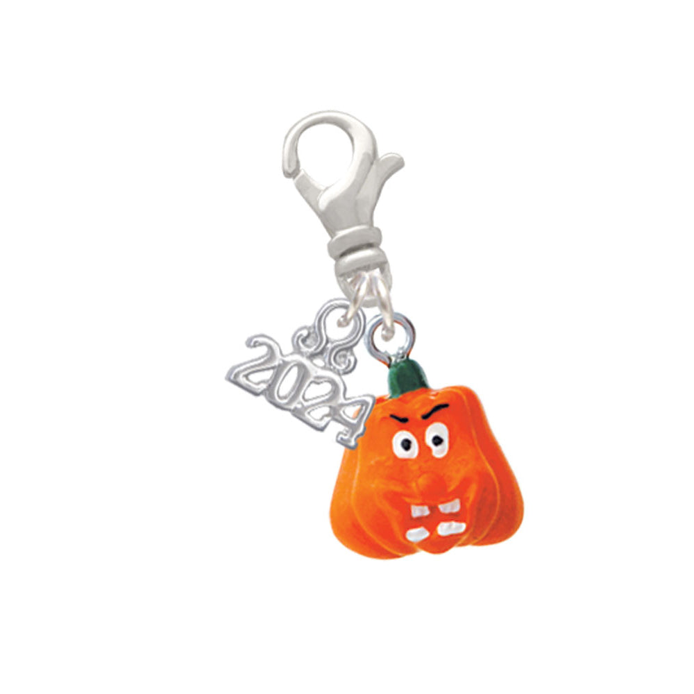 Delight Jewelry Resin Funny Face Pumpkin Clip on Charm with Year 2024 Image 4