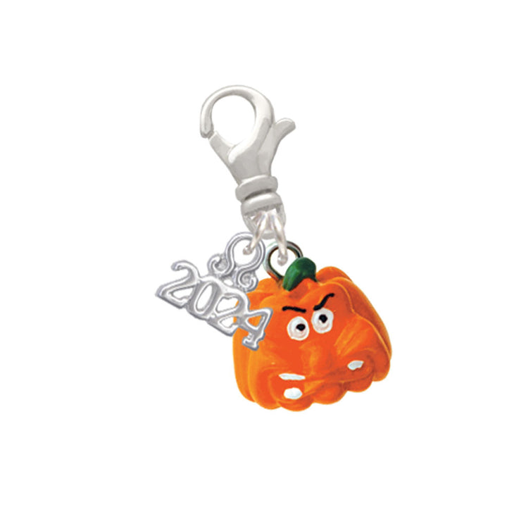 Delight Jewelry Resin Funny Face Pumpkin Clip on Charm with Year 2024 Image 6