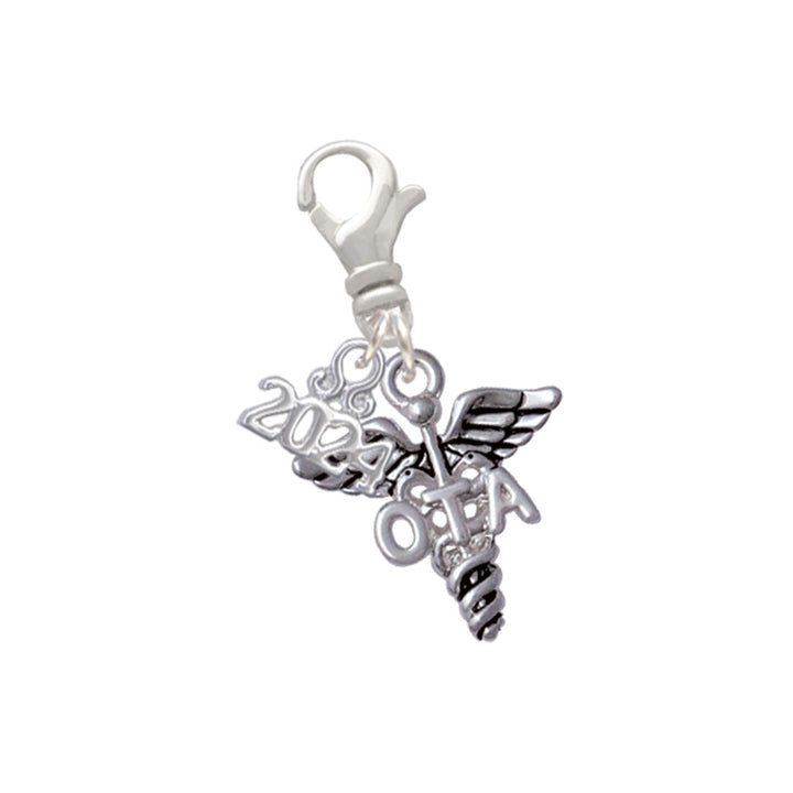 Delight Jewelry Silvertone Caduceus - Therapist Clip on Charm with Year 2024 Image 7